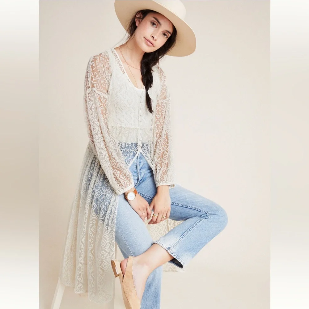 Maeve by Anthropologie San-Michel Lace Duster Size L